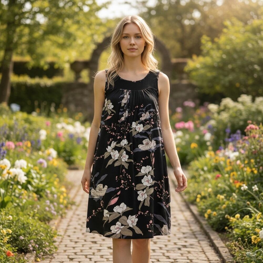 STORK & BABE MATERNITY Women’s Small Black Floral Dress 🌟